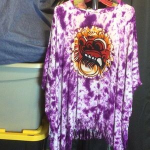 Purple Tie-Dye Chinese dragon Cover up  with Graphic Design. Up to a Sz large
